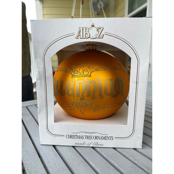 Vintage millennium glass XL Christmas tree ornament, 2000, Made in Poland, 6" - Picture 2 of 8